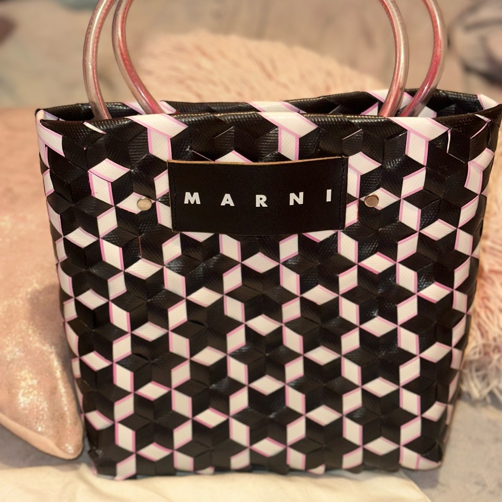 Marni Black and Pink Geometric Tote